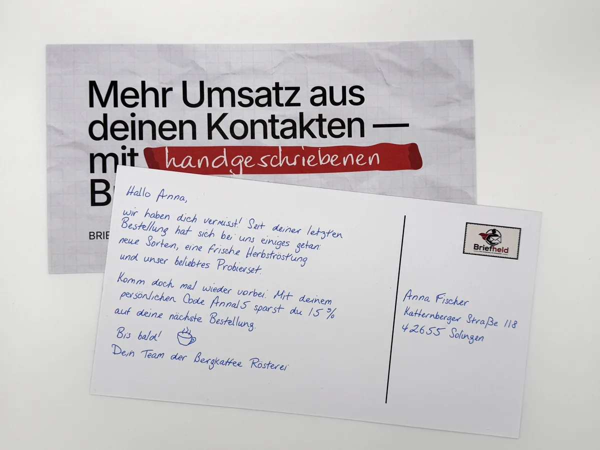 Maxi-Postkarte mit handgeschriebener Rückseite
