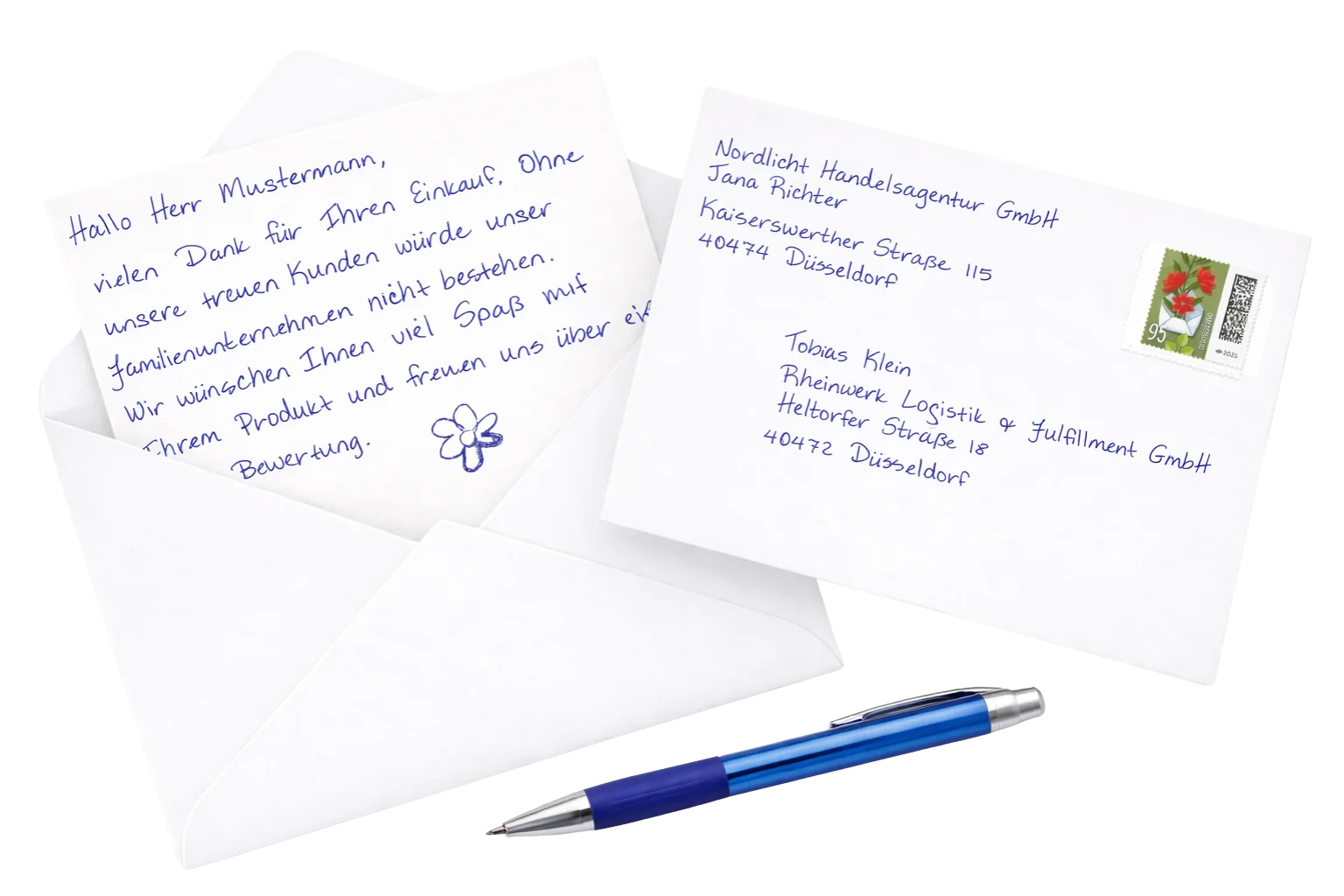 Handgeschriebene Briefe für Enterprise Sales mit Dashboard und QR-Code