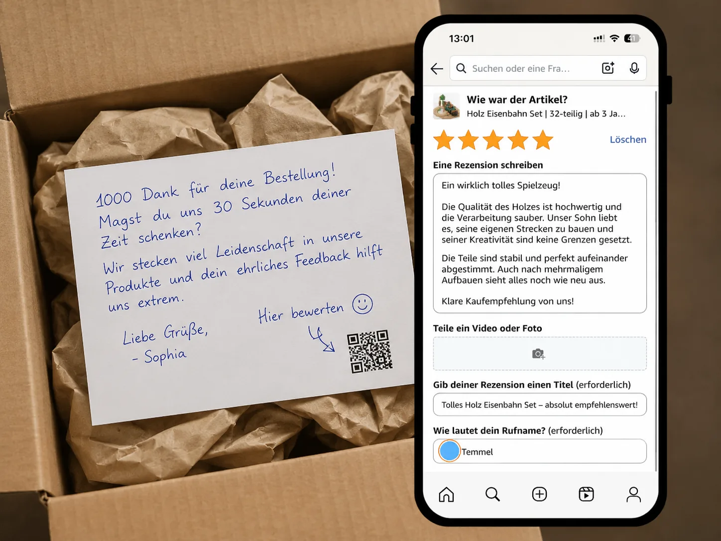 QR-Code führt direkt zur Amazon-Bewertungsseite